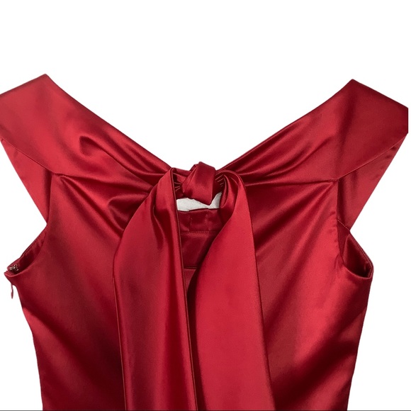 THE LIMITED Red Satin Tie Back Body Con Dress - Picture 8 of 11